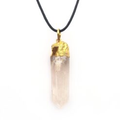 Μενταγιόν Gold Snow Quartz- Λευκου Χαλαζια