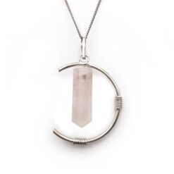 Μενταγιόν ημικύκλιο-roze quartz