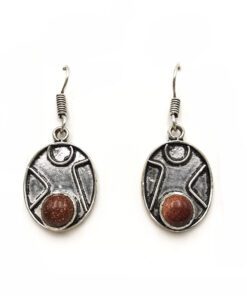 Σκουλαρίκια  με πέτρα Καφέ Ηλιόλιθου