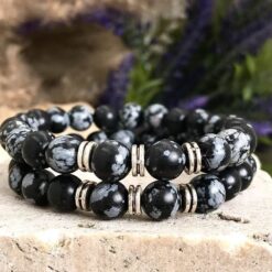 Βραχιόλι Οψιδιανός Νιφάδα Χιονιού (Snowflake Obsidian)