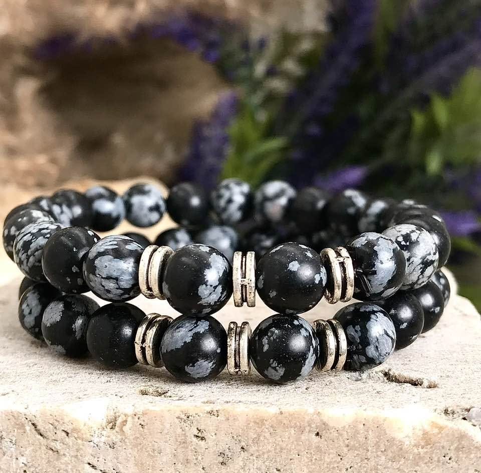 Βραχιόλι Οψιδιανός Νιφάδα Χιονιού (Snowflake Obsidian)