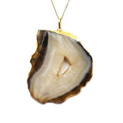 Μενταγιόν Φέτα Καφέ Αχάτης