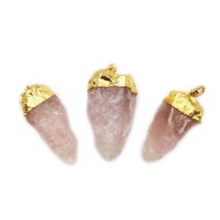 Alternative view of Μενταγιόν με Aκατέργαστο Ροζ Χαλαζία