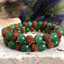 Βραχιόλι Πράσινος Ιαδεΐτης (Green Jade) & Rudraksha