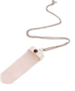 Φυλαχτό Σπαθί Ροζ Χαλαζία  με Γρανάτη